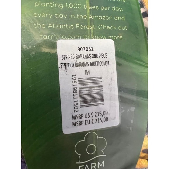 NWT! FARM Rio Women's Striped Bananas One Piece, Multicolor, M - Picture 9 of 9